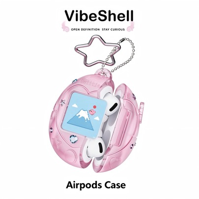 Casing Pelindung Earphone Mount Grating Transformation Pods, Cangkang Logam Cermin, Rantai Gantung Mutiara, Anti Jatuh, Stiker Rhinestone DIY, Aksesori Gantung, Perlindungan Kuat