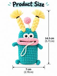 1pc Handmade Crochet Key Pouch, Cute Cartoon Knitted Drawstring Key Cover, Creative Yarn Woven Storage Bag, Suitable For Car Keys, Cosmetics And Small Jewelry, Portable Bag Charm, Car And Daily Use Accessory - Multicolor - View 2