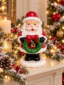 1pc Cute Christmas Santa Claus Figurine, Festive Santa Tabletop Ornament With Tree Gift Candy Cane Or Wreath, Holiday Decor For Mantel Shelf Fireplace Living Room Desk & Entryway - 1PC - View 14