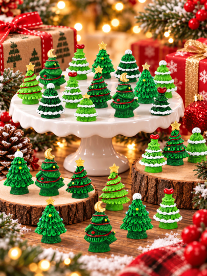 Mini Resin Christmas Tree Figurines, Miniature Christmas Tree Decor, DIY Handmade Holiday Home Party Decoration Suitable For Tiered Tray Decor, Fairy Garden Decor, Fireplace Mantel Decor, Desktop Christmas Ornament, Gift Box Topper, Garden Micro Landscape Decor, Christmas Party Decor, Christmas Stocking Filler, Gift Bag Filler