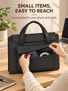 1pcsPU Laptop Bag For MacBook Air 13 Pro 15/16 Inch Notebook Sleeve, Simple Protective Computer Liner Bag For Work Travel Daily Use - Multicolor - View 3