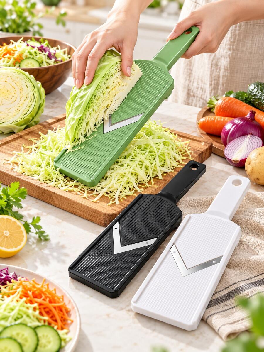1PC Multi-Function Handheld Cabbage Shredder & Vegetable Slicer, Stainless Steel Cabbage Chopper, Cucumber Potato Onion Carrot Grater, Fruit Cutter, Salad Prep Kitchen Tool, Durable Manual Peeler For Home Cooking, Camping BBQ & Restaurant Use