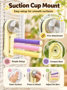 1PC Rotating Suction Cup Parrot Perch, 3 Adjustable Cotton Rope Bird Perches For Budgies, Cockatiels & Lovebirds, Bird Cage Stand Toy, Perching & Chewing Cage Accessory - Suction Cup Parrot Rotating Perch[1pc] - View 7