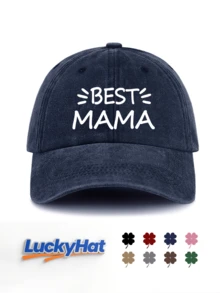 「BEST MAMA」字母圖案印花棒球帽，復古水洗酒紅色風格爸爸帽，母親節與奶奶完美禮物 - MAMA - 查看 11