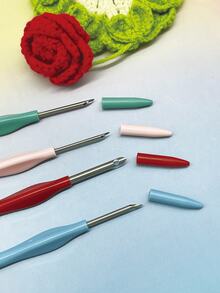 Plastic Handle Punch Needle Set, Fixed And 4-Level Adjustable Styles, 25#-50# Multiple Needle Diameters Available, Suitable For Different Thread Thicknesses, Compatible With Punch Embroidery And Stump Embroidery, Practical Punch Embroidery Accessory - Puncture Needle - View 3