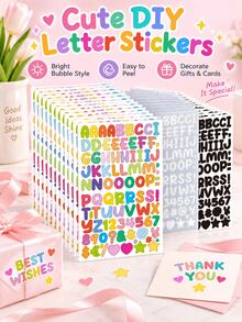 15 Sheets Colorful Alphabet & Number Stickers, Self-Adhesive Bubble Letter & Symbol Stickers For DIY Scrapbooking, Journaling, Cards, Gifts & Everyday Decor - one-size - View 3