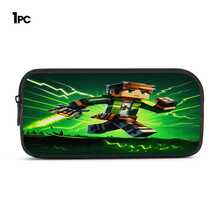 Q-Version Pixel Adventure Style Running Boy Green Lightning Effect Print 3 Pieces Set Large Capacity Backpack + Crossbody Bag + Pencil Case Adjustable Breathable Shoulder Straps Gaming Pixel Style Game Theme Enthusiast Daily Commute Storage Set - Printed Bag - View 12