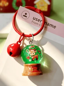 Christmas Crystal Ball Keychain, Holiday Bag Charm Pendant, Decorative Bell, Santa Claus, Reindeer And Christmas Tree Patterns - Multicolor - View 4
