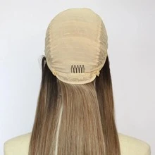 28 Inch Brown Root Ombre Blonde Long Straight Synthetic Wig For Women, Middle Part Heat Resistant Hair Wig, Natural Looking Daily Party Wear Wig Color 24 - Two-Tone - View 6