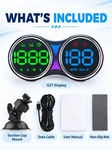 Universal Car GPS Speedometer, Large Screen Digital Display HUD Head-Up Display, With Overspeed Alarm And Fatigue Driving Reminder, USB Powered, Suitable For All Car Models - G27 - View 2
