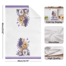 2pcs Watercolor Purple Lavender Butterfly Kitchen Towels, 40*60cm Soft Microfiber Material Tea Towels, Suitable For Home Kitchen Restaurant Outdoor Camping Tabletop Cleaning Dish Cloth Hand Towel Accessories, Kitchen Textile Towels Holiday Gift - Multicolor - View 3