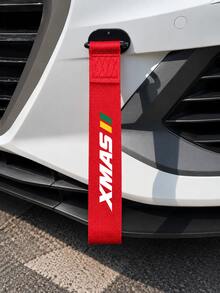 1pc Universal Car Sport Style Tow Strap With Decorative Trim, High-Strength Nylon Webbing, "SPORT" Printed Design, Easy Installation, Suitable For Most Car Front Bumper Grilles, Eye-Catching Appearance Modification Accessory, Black And Red Available - Christmas - View 5