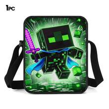 Pixel Art Green Warrior Print 3 Pieces Set Large Capacity Backpack + Crossbody Bag + Pencil Case, Adjustable Breathable Shoulder Straps, Fashion Pixel Block Adventure Game Theme Daily Commute Storage Set - Printed Bag - View 12