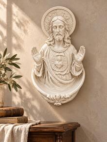 Christian Home Decor Sacred Heart Jesus Holy Water Font Wall Mounted Religious Home Blessing Decor For Entryway Living Room - Selected Items - View 4