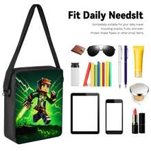 Q-Version Pixel Adventure Style Running Boy Green Lightning Effect Print 3 Pieces Set Large Capacity Backpack + Crossbody Bag + Pencil Case Adjustable Breathable Shoulder Straps Gaming Pixel Style Game Theme Enthusiast Daily Commute Storage Set - Printed Bag - View 3