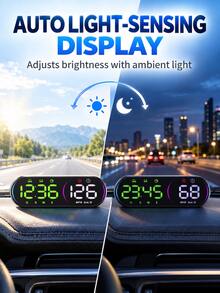 Car GPS Speedometer, Digital Speedometer Large Screen MPH Display With Compass HUD Display, Multi-Level Overspeed Alarm & Fatigue Driving Reminder, Auto Brightness, USB Plug And Play, Suitable For All Vehicles - G26 - View 3