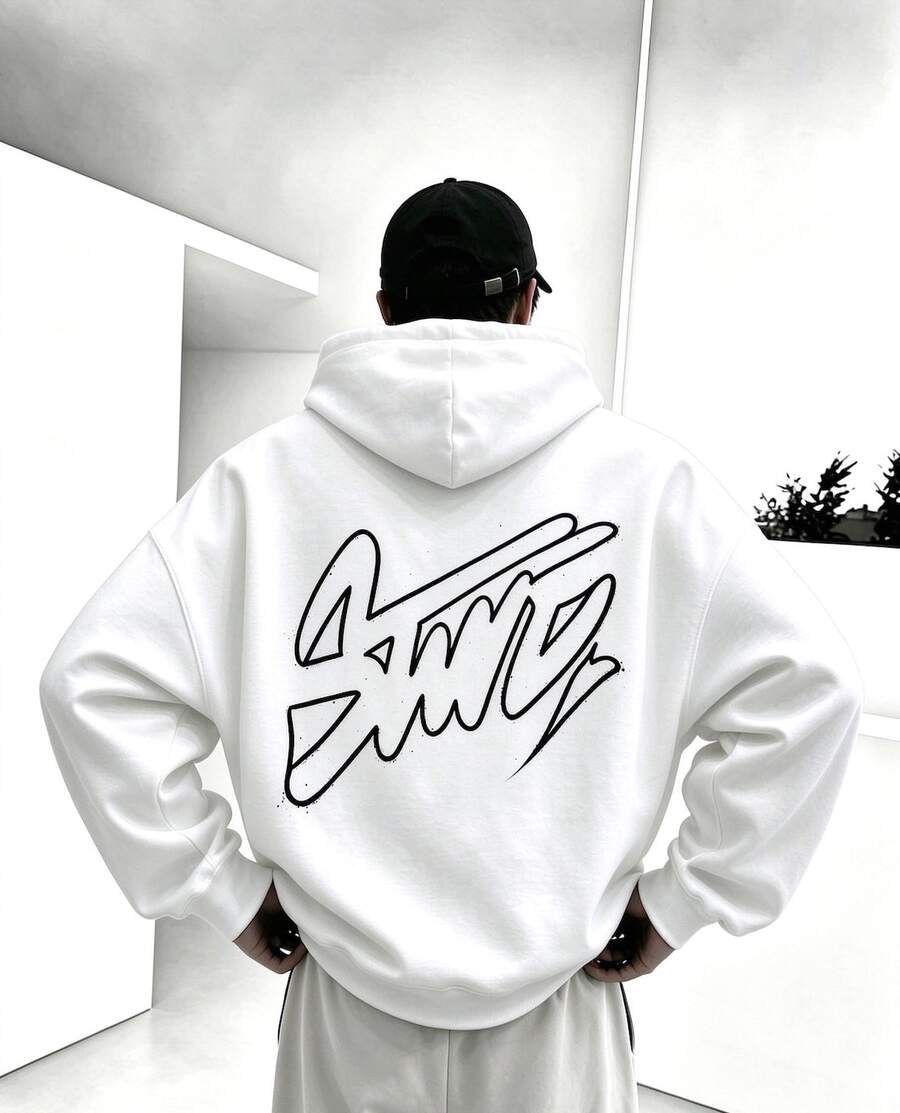 Sudadera stwd con estapado grande en la parte trasera y logos pequeños adelante unisex - Blanco - Ver 1