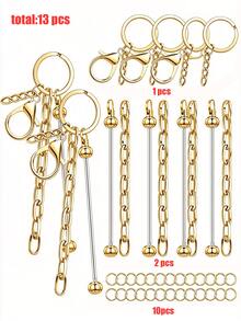 13/62/124pcs Beaded Keychain Kit, Includes 4 Blank Beaded Rods ...