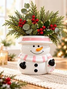 Christmas Snowman Vase Winter Home Decor, Holiday Flower Stand Living Room Tabletop Centerpiece Decoration, Holiday Decoration, Christmas Party Seasonal Display Decor - Multicolor - View 9