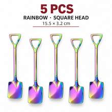 5pcs Stainless Steel Small Spoons, Pointed And Square Head, Creative Triangle Hollow Handle, Suitable For Digging Watermelon, Ice Cream, Mousse Cake, Pudding, Yogurt, Home Afternoon Tea, Friends Gathering, Outdoor Picnic Atmosphere Tableware - View 18