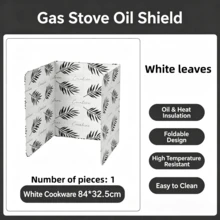 1pc/2pcs Foldable Aluminum Foil Gas Stove Anti-Oil Splash Guard, Kitchen Accessory, Easy To Clean, Oil-Resistant, Heat-Resistant Protective Barrier/Cooking Partition, Cactus/White Leaf Design, Suitable For Home Kitchen - Multicolor - View 13