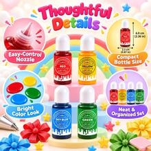 4 Colors 10ml Baking Decoration Liquid Coloring Set, Red Yellow Sky Blue Green Decorative Pigment For Surface Ornament, Baking Craft & Creative Styling - View 6