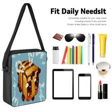 Q-Version Pixel Bee Print 3 Pieces Set Large Capacity Backpack + Crossbody Bag + Pencil Case Adjustable Breathable Shoulder Straps Fashion Pixel Game Theme Daily Commute Storage Set - Printed Bag - View 3