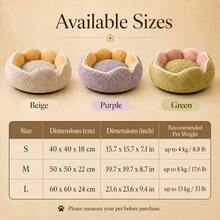 Flower-Shaped Plush Pet Bed, Suitable For Cats And Small Dogs, Soft And Comfortable Round Nest With Raised Petal Edges, Soft Cushion Sleeping Bed, 3 Colors Available, Multiple Sizes, Indoor Pet Resting Bed - Grey - View 2