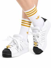 Adidas Sepatu Sneakers Wanita Terbaru Clover, Sepatu Sneakers Kasual Serbaguna dengan Ujung Berbentuk Cangkang - Hitam dan Putih - View 1