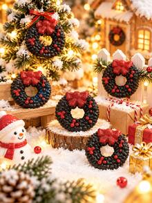 6/4/2/1pc Christmas Street Lamp & Bench Ornament Set, Christmas Decor, Christmas Wreath Decoration, Suitable For Winter Snow Scene Decoration, Christmas Scene Diorama, Desktop Display Decoration, Applicable For Holiday Tabletop Arrangement, Window Display, DIY Scene Assembly, Great For Christmas Atmosphere Decoration, Suitable For Desktop Landscaping, Christmas Decor - Multicolor - View 6