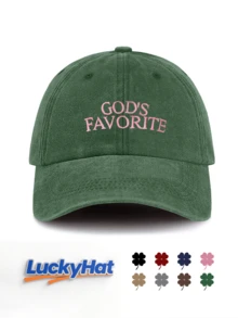 1pc Washed Baseball Cap, Printed With GOD'S FAVORITE, Vintage Dad Hat, Unisex, Y2K Street Style Sun Hat, Suitable For Summer Travel And Daily Wear - A - View 14