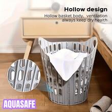 1pc Foldable Wall-Mounted Laundry Basket, Space-Saving Multi-Compartment Collapsible Clothes Storage Bin With Lid, Durable Polypropylene Rectangular Organizer Box For Home Bathroom Laundry Room, White - Multicolor - View 4