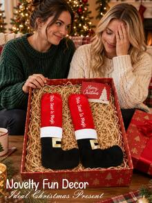 Personalized Christmas Santa Boots Table & Chair Leg Covers, Customized Santa Socks Table & Chair Leg Covers, Novel Christmas Holiday Restaurant & Home Decor, Creative Christmas Party Fun Gift For Family & Friends, Holiday Party Favor, Winter Holiday Gift - Multicolor - View 2