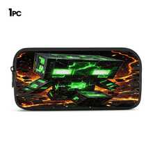 Lava Crack Green Pixel Monster Print 3 Pieces Set Large Capacity Backpack + Crossbody Bag + Pencil Case Adjustable Breathable Shoulder Straps Fashion Pixel Block Game Theme Daily Commute Storage Set - Printed Bag - View 13