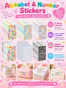 15 Sheets Colorful Alphabet & Number Stickers, Self-Adhesive Bubble Letter & Symbol Stickers For DIY Scrapbooking, Journaling, Cards, Gifts & Everyday Decor - one-size - View 10