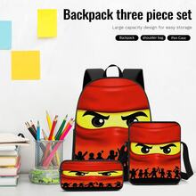 Pixel Art Red Squad Print 3 Pieces Set Large Capacity Backpack + Crossbody Bag + Pencil Case Adjustable Breathable Shoulder Straps Theme Daily Commute Storage Set - Printed Bag - View 5