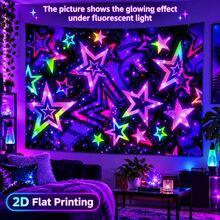 2D Flat Glow-In-The-Dark Mural, Neon Rainbow Starburst Design, Suitable For Bedroom, Living Room And Office. Retro Aesthetic Style Game Room Decor, Holiday And Party Decor, College Dorm Decor - Multicolor - View 14