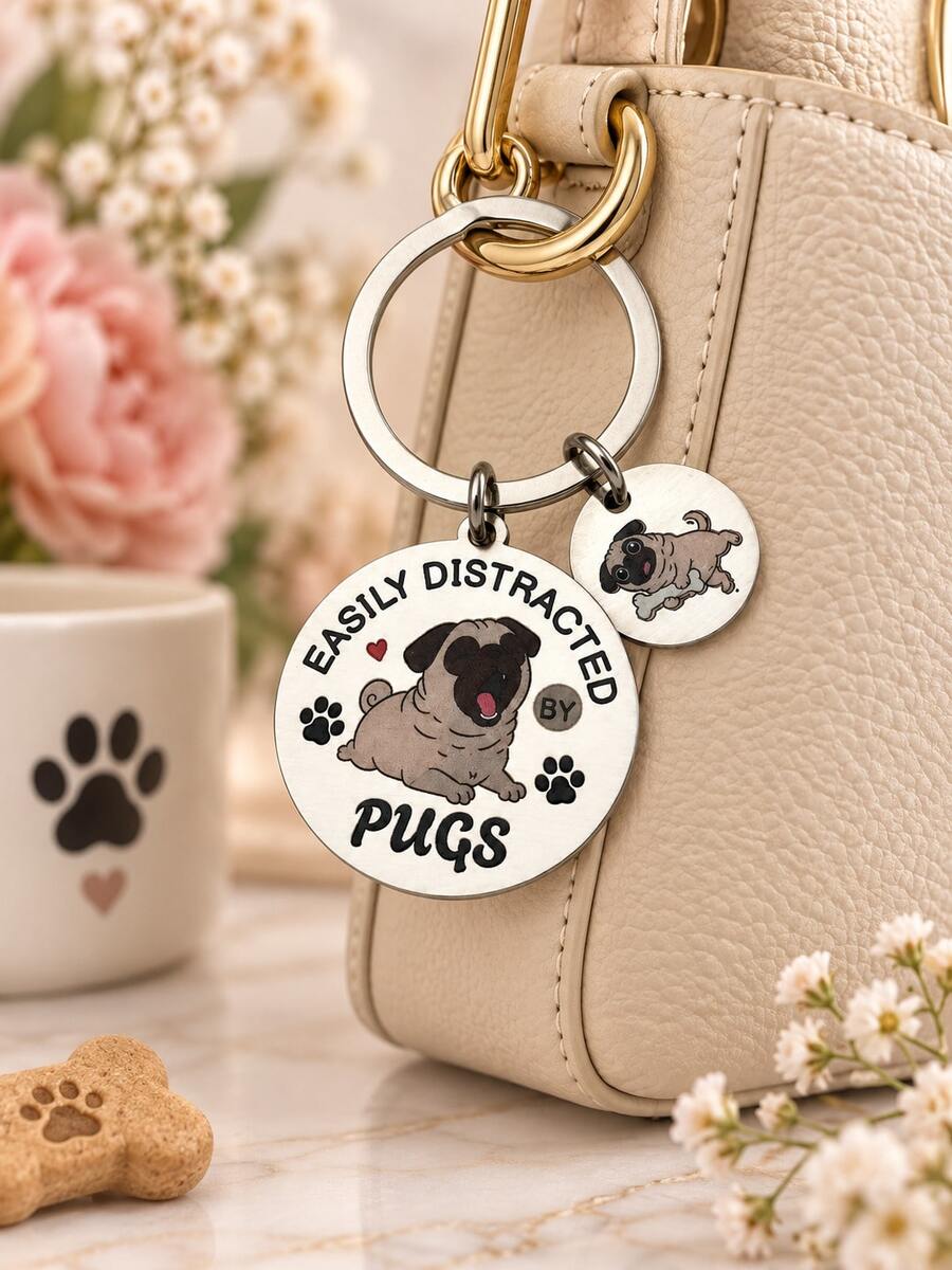 Pug Gifts For Pug Lovers Pug Keychain For Women Men Pugs Themed Gifts For Dog Mom Dad Funny Keychain