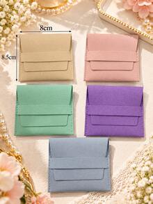 5pcs Microfiber Anti-Oxidation Jewelry Storage Boxes, Multi-Function Zipper Storage Bags For Bracelets, Necklaces, Earrings, Jewelry, Small Gifts, Accessories, Party Favors And School Supplies - Multicolor - View 6