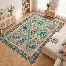 Washable Modern Minimalist Patterned Area Rug – Scandinavian Geometric Design, Contemporary Washable Carpet For Living Room, Bedroom & Home Decor - Pastel Green - View 1