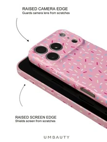 UMBAUTY 1pc Pink Candy Pattern Design Phone Case, Compatible With Phone 18 Pro Max, Apple 18/17/16/15/14/13/12/11 Pro Max/Plus/Mini 17e, Full Coverage High-Definition Printed Soft Shell, Raised Screen/Lens Protection, Unisex, Ideal Gift For Girlfriend On Halloween, Valentine's Day, Easter, Wedding Season And Birthday - Multicolor - View 4