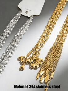 10 Pcs Stainless Steel Lip Chains, Gold And Silver Available, DIY Necklace, Suitable For DIY Jewelry Making, Fashion Choker Accessories - 10Pcs - View 1