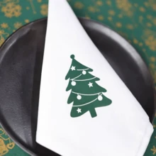 1/2/6pcs Christmas Reindeer Snowflake Christmas Tree Fabric Printed Napkins, Holiday Table Decor Napkins, Party Platter Photo Napkins - Multicolor - View 6