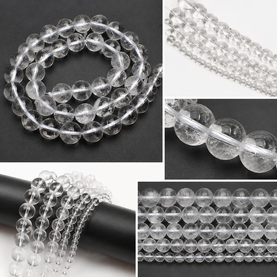 4/6/8/10mm Natural White A Crystal Round Beads - Loose Gemstones For DIY Jewelry Making, Natural Beads For Bracelets And Necklaces - Clear - View 1