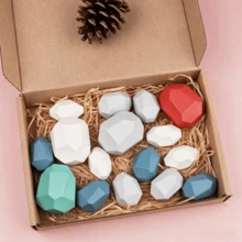 1 Set Colorful Wooden Stone Stacking Blocks, Asymmetrical Balance Stacking Toy, Montessori Early Education Stacking Toy For Kids - Multicolor - View 8