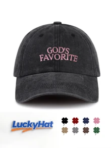 1pc Washed Baseball Cap, Printed With GOD'S FAVORITE, Vintage Dad Hat, Unisex, Y2K Street Style Sun Hat, Suitable For Summer Travel And Daily Wear - A - View 13