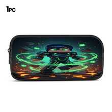 Green Light Armor Pixel Warrior Lava Block Print 3 Pieces Set, Large Capacity Backpack + Crossbody Bag + Pencil Case, Adjustable Breathable Shoulder Straps, Gaming Pixel Style Theme For Daily Commute And Storage - Printed Bag - View 13