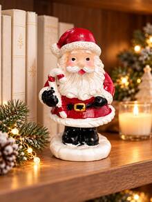 1pc Cute Christmas Santa Claus Figurine, Festive Santa Tabletop Ornament With Tree Gift Candy Cane Or Wreath, Holiday Decor For Mantel Shelf Fireplace Living Room Desk & Entryway - 1PC - View 11