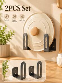 2/4pcs No-Drill Wall-Mounted Storage Rack, Multi-Function Hanging Storage Shelf, Floating Shelf With Adhesive Tape, Suitable For Bathroom, Kitchen And Bedroom Clutter Storage - Black - View 3