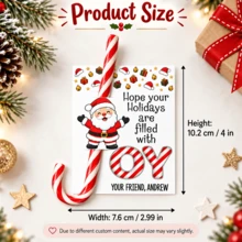 Custom Christmas Candy Cane Holder Cards, Personalized Holiday Greeting Cards With Gingerbread & Red Bow Designs, Festive Joy Gift Tags For Party Favors, Customized Message Cards, Customizable Text Christmas Gift Cards 2026, Candy Not Included - Multicolor - View 2
